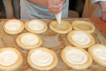 Czech traditional baked. Traditional moravian kolache. Process of makin.