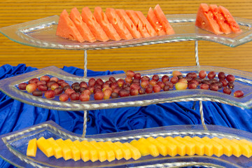 Fruit put on glass trays