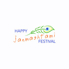 Fototapeta premium Happy Janmashtami festival typographic design with text, Lord Krishna, flute, sweets. Vector illustration