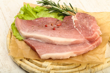 Raw pork steak