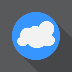 Cloud flat icon. Round colorful button, circular vector sign, logo illustration. Flat style design