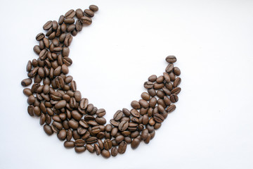 Crescent moon of coffee isolated on white background