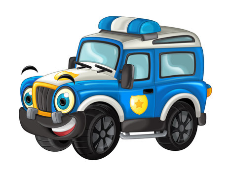 recommend clip art: cartoon happy and funny off road police truck / smiling vehicle 