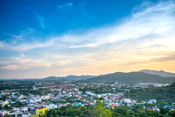 Fototapeta na wymiar viewpoint on hill see to phuket town in sunset, phuket Thailand