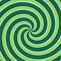 Optical motion illusion background. Green multiple spiral surface.