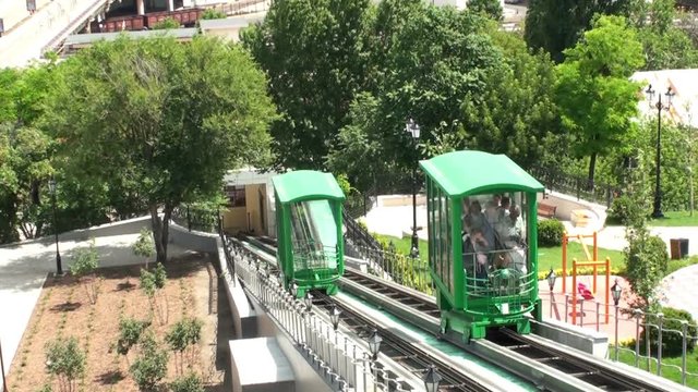 Odessa funicular about the Potemkin stairs. June 20, 2017 Ukraine. HD 1920x1080 Video Clip