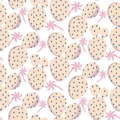 Bold soft pink cactus vector seamless pattern texture. Floral thicket cacti background for wallpaper, textile and clothes.