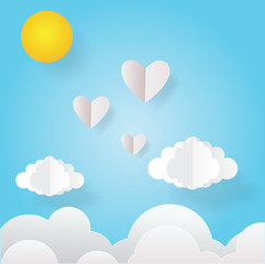 Paper art of sun and clouds