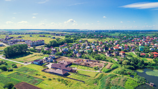 Small Village In The Countryside On Top View Shot From A Drone.