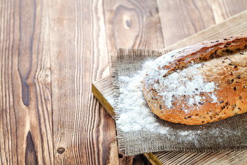 Bread on the wood background