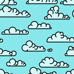 Seamless line art clouds pattern