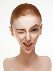 Obraz premium A caricature portrait of a red-haired girl