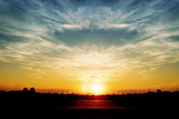 Sunset in sky and cloud, beautiful colorful twilight time ,Abstract background.