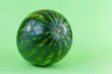 Tiny watermelon isolated on green background