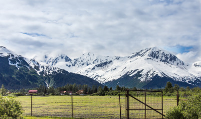Fototapeta na wymiar Alaska Mountains Beyond Ranch