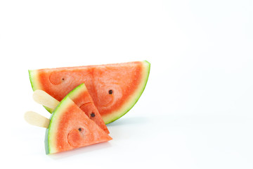 Tiny watermelon popsicle shaped and sliced