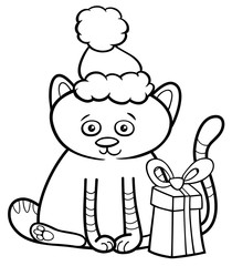 kitten on Christmas coloring book