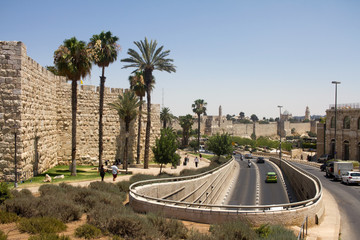 View to Jerusalem old city wall. Israel
