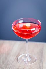 Red Strawberry Martini Alcoholic Cocktail, Vertical View