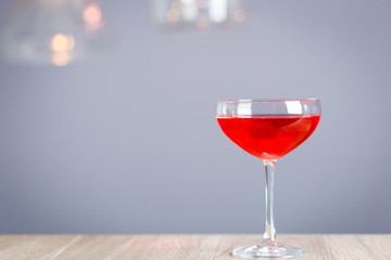 Horizontal View of Red Cosmopolitan Cocktail, Free Space for Text