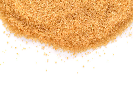 Texture of brown sugar isolated on white background