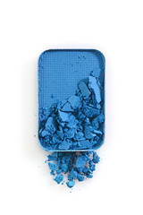 Blue crushed eyeshadow for make up as sample of cosmetic product