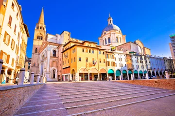 Zelfklevend Fotobehang Mantova city Piazza delle Erbe view © xbrchx