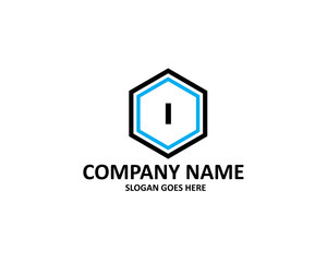 i letter hexagon logo