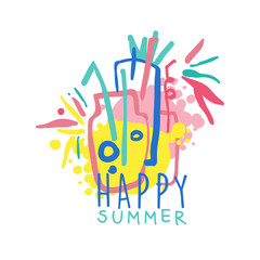 Happy Summer logo colorful hand drawn
