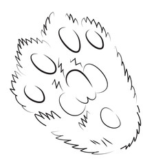 Cartoon image of Cat paw Icon. Logo concept. An artistic freehand picture.