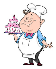 Cartoon image of chef. An artistic freehand picture.