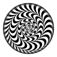 Radial Spiral Vector Psychedelic Illustration. Comic Rotation Effect. Black And White Twirl Rays Background.