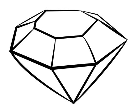 Cartoon image of Diamond Icon. Diamond symbol. An artistic freehand picture.
