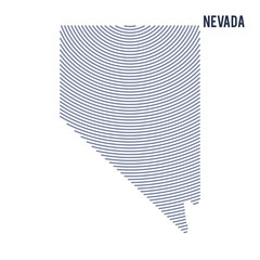 Vector abstract hatched map of of State of Nevada with curve lines isolated on a white background.