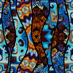 Seamless background pattern. Decorative geometric mosaic art pattern with a wavy pattern.