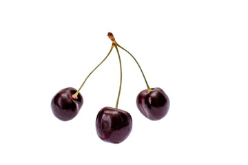 A lot of a red cherry isolated on a white background