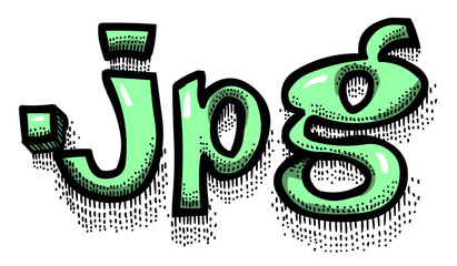 Cartoon image of JPG document. An artistic freehand picture.