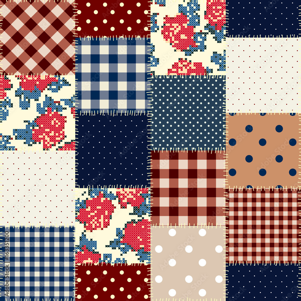 Poster Seamless background pattern. Geometric patchwork pattern of a squares.