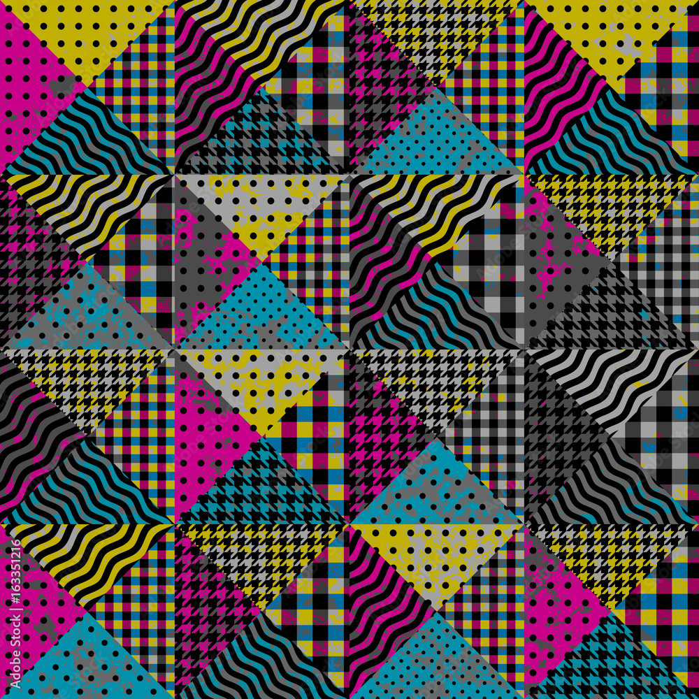 Poster Seamless background pattern. Geometric patchwork pattern of a triangles.