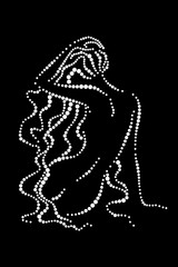 The girl sits a back