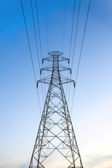 high voltage tower electric pole with sky