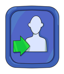 Cartoon image of Login Icon. Approach symbol. An artistic freehand picture.