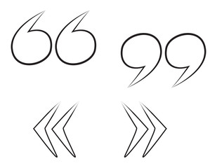 Cartoon image of Quote mark Icon. Quote symbol. An artistic freehand picture.
