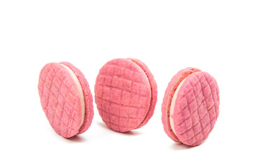 Red double fruit biscuits isolated