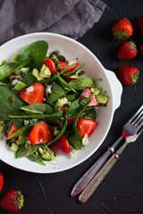 Salad with spinach fresh strawberries and cheese