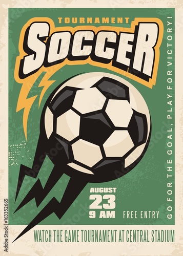 Soccer Tournament Vector Poster Template With Soccer Ball And