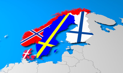 3D North Europe map