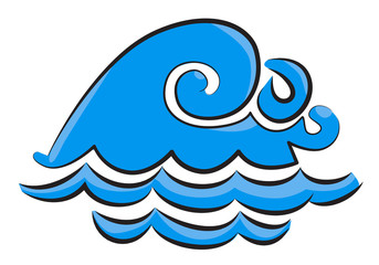 Cartoon image of Wave Icon. Water wave symbol. An artistic freehand picture.