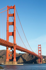 The twin towers of the Golden Gate bridge