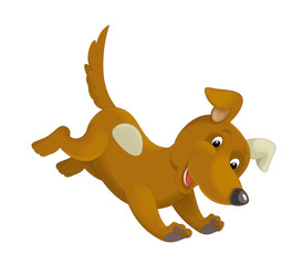 cartoon happy dog running and jumping - illustration for children